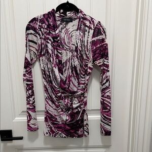 Karen Kane Abstract Print Faux-Wrap Top